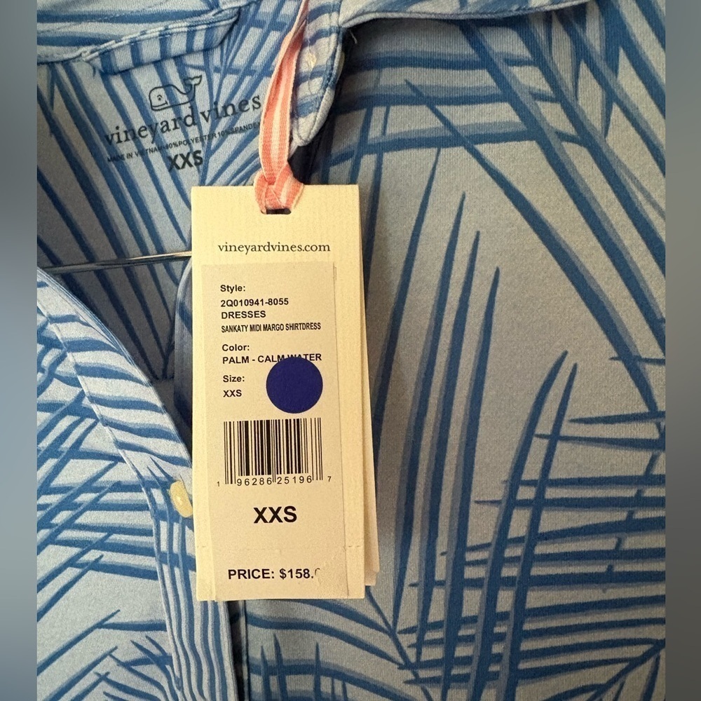 NWT Vineyard Vines SANKATY MIDI Blue/White MARGO SHIRTDRESS Calm Water XXS - Picture 3 of 5